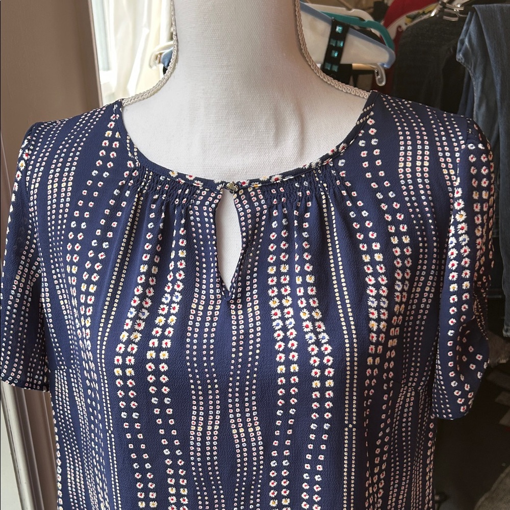 talbots Navy Patterned Women's Top